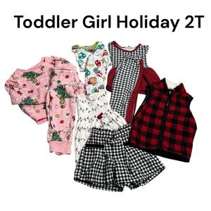 Toddler Girl Holiday Pajamas Matching Sets Sweater 2T Christmas Grinch Bundle